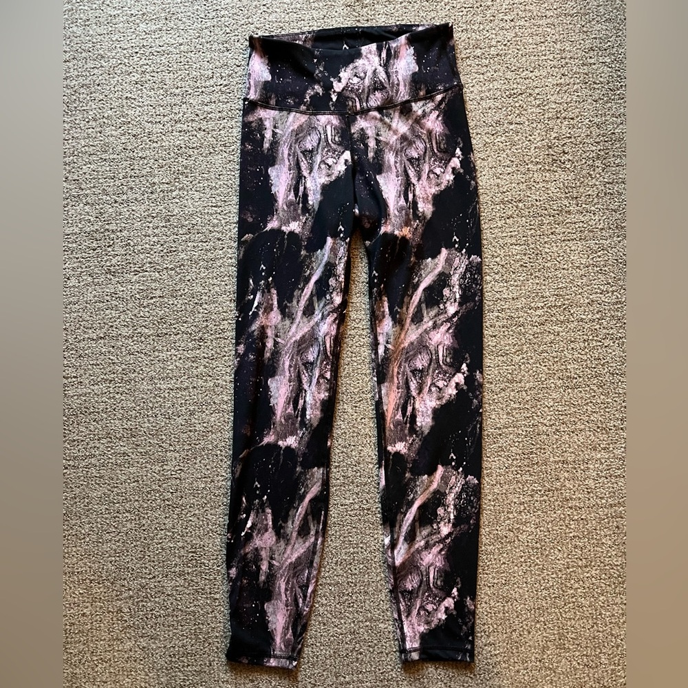 Black and Pink Marble Workout Tights (Size M)